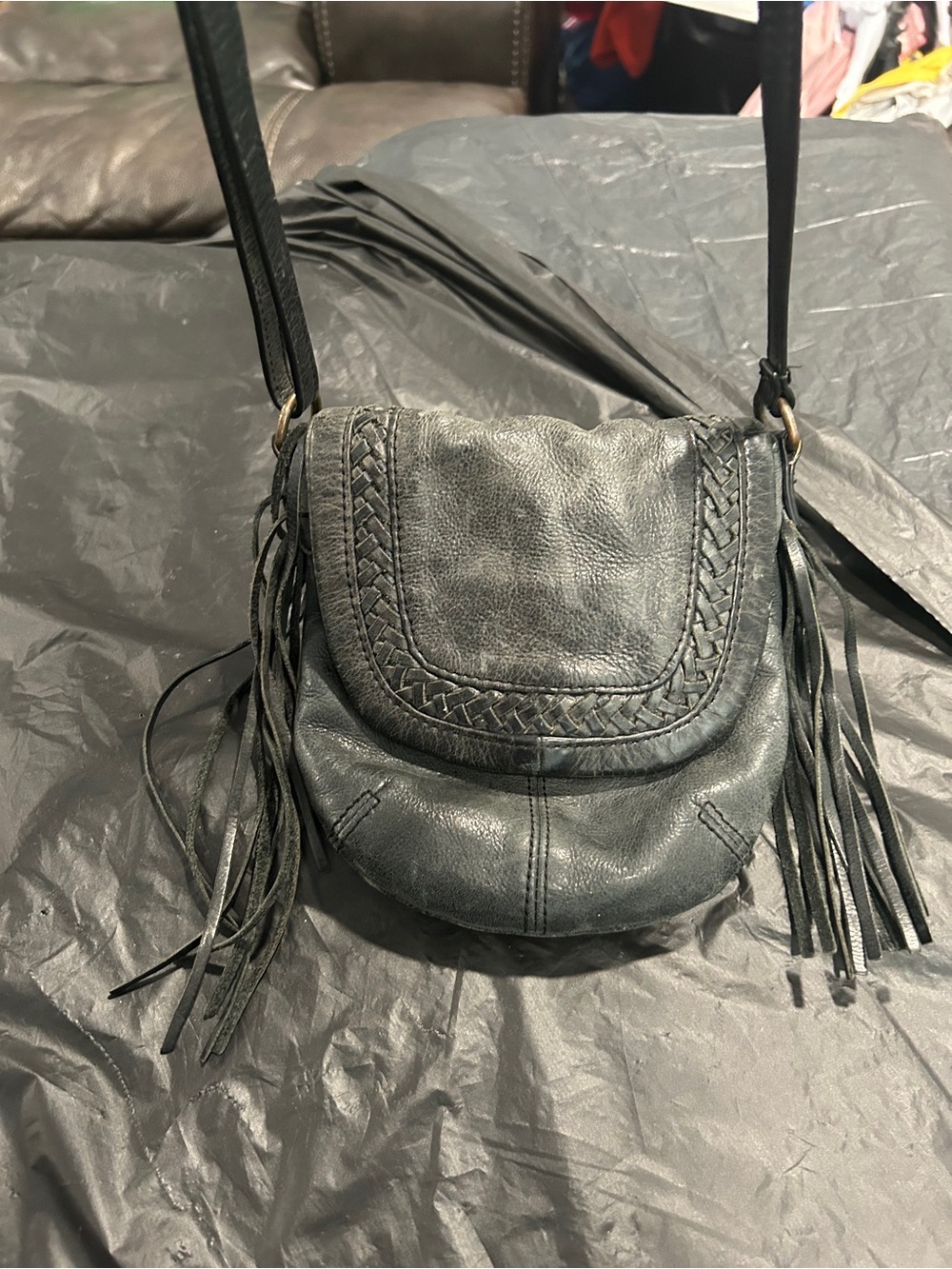 Black Leather Fringe Crossbody Bag Lucky Brand - Picture 9 of 9